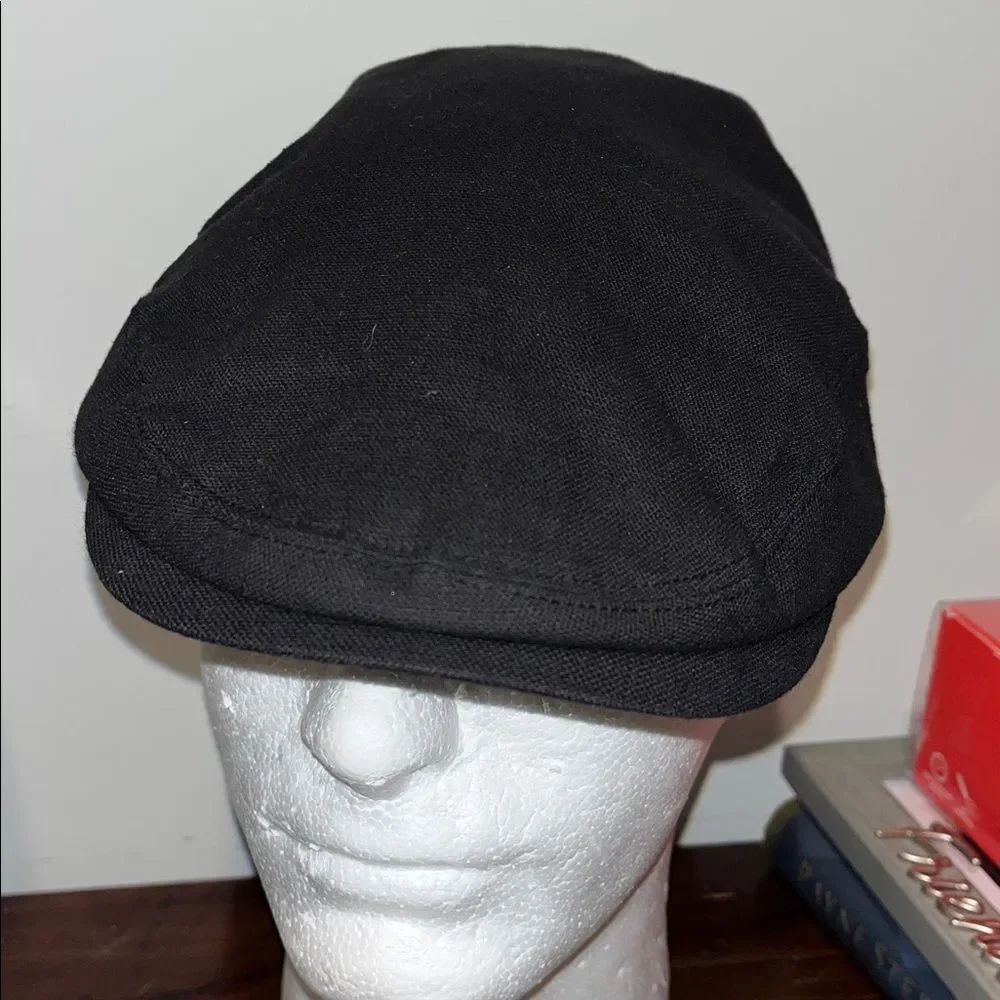Black Linen/Cotton STETSON men’s Flat Cap Hat L/XL Paperboy Peaky Blinders